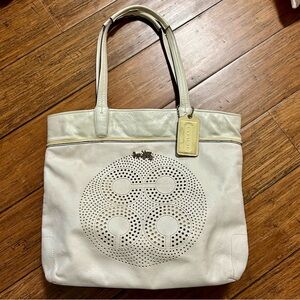 COACH Audrey Perforated Logo Leather Tote Bag